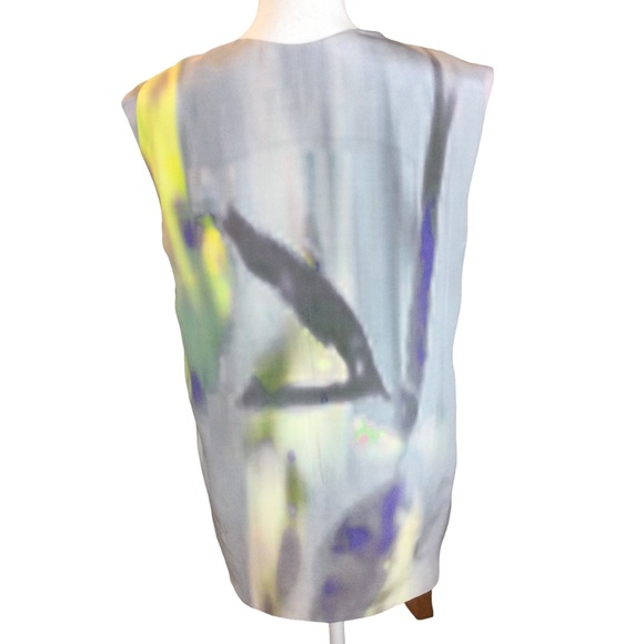 Theyskens’ Theory Watercolor Print Sleeveless Silk Blouse Size Large - Picture 6 of 15